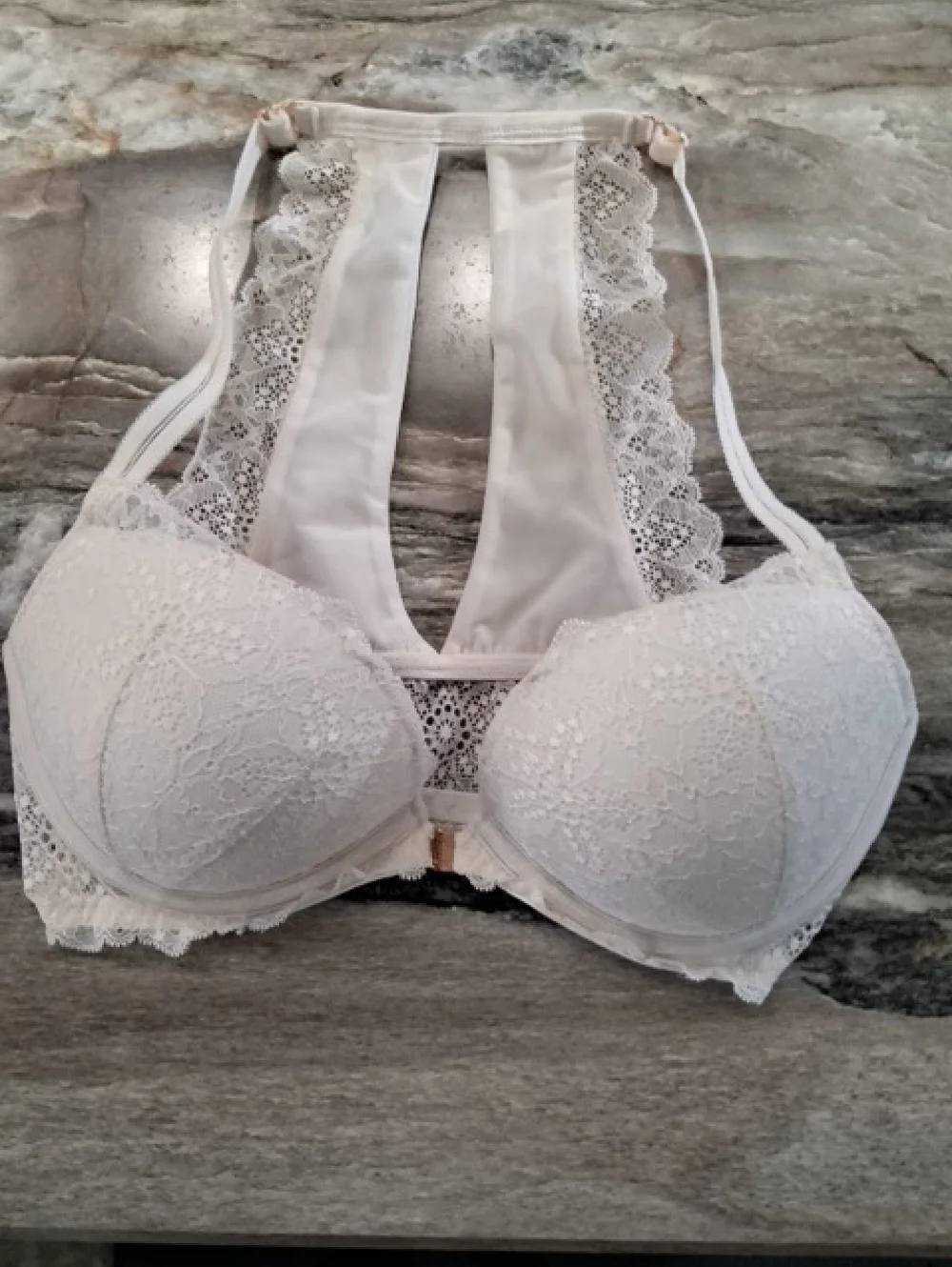 Victoria's Secret Ivory Lace Racerback Push-Up Bra - Picture 1 of 3